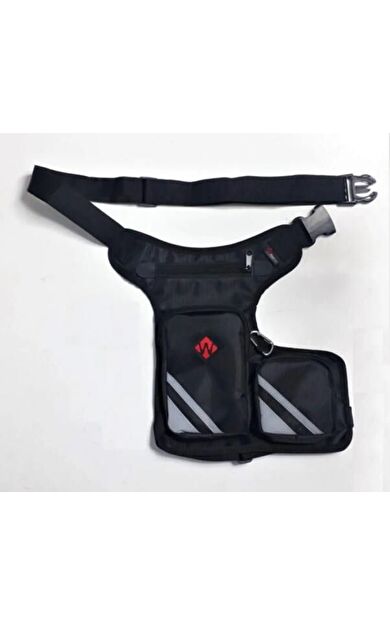 Windtech Çift Bölmeli Motosiklet Bel Ve Bacak Çantası Siyah