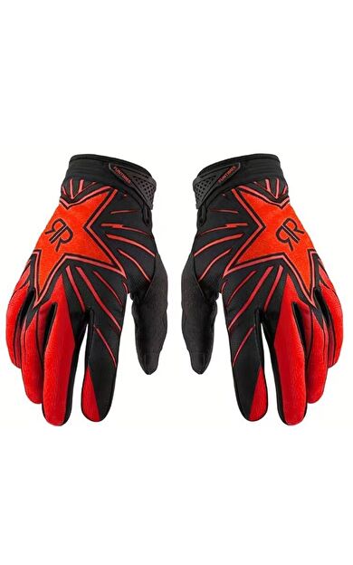 Bisiklet Mtb Freeride Outdoor Örme Kumaş Sürüş Eldiveni Uzun Parmak Eldiven Kırmızı Renk L Beden