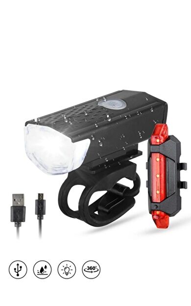 Usb Şarjlı Bisiklet Ön-arka Far Stop Lambası Seti