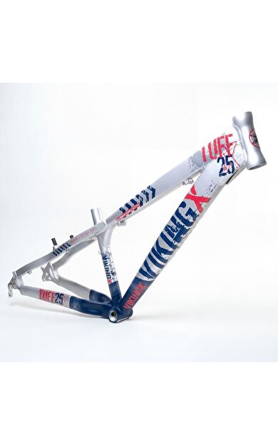 VikingX Tuff X-25 Dirt Jump Kadro Alüminyum Dirt Jump Bisiklet Kadrosu Hafif Dayanıklı Mavi Gümüş