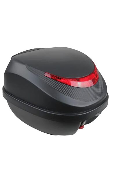 REXX 33 Litre Sırt Dayamalı Karbon  Desen Motosiklet Bisiklet E-bike Topcase Arka Çanta Siyah