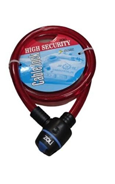 ZOLİ 4521 Kırmızı Anahtarlı Bisiklet Halat Kilit 15x1000 mm Bisiklet Kilidi Kırmızı