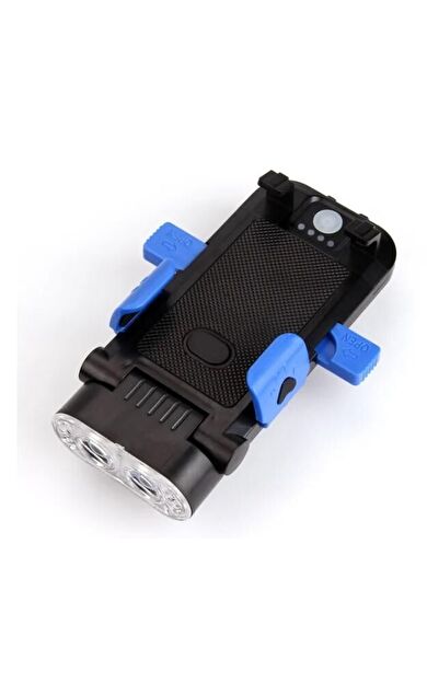 FORTE GT 6139-2 Bisiklet Ön Işık 500 Lümen Usb Şarjlı Yüksek Güçlü Far Telefon Tutucu Mavi