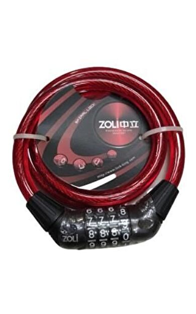 ZOLİ 4'lü Şifreli Bisiklet Çelik Kilit 12x1000 mm Bisiklet Kilidi Kırmızı