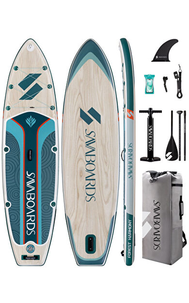 Forest Harmony 11’ Geniş ve Dengeli Şişme Paddle Board 335x86x15 cm SUP Seti - Yeşil
