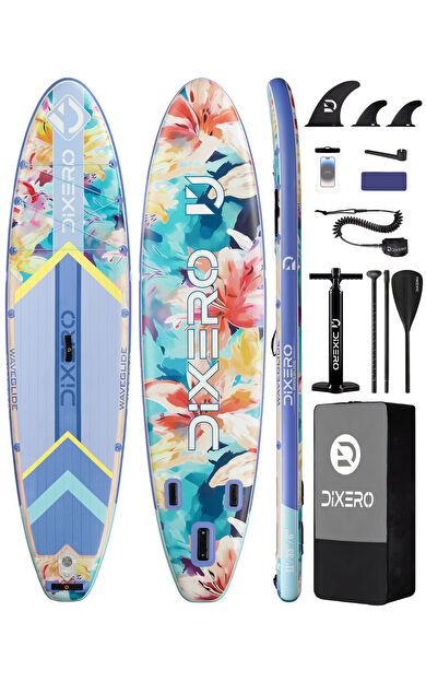 Wave Glide Flowers 335x84x15 cm Premium Şişme Paddle Board (SUP) – Özel Seri | Full Set - Mavi