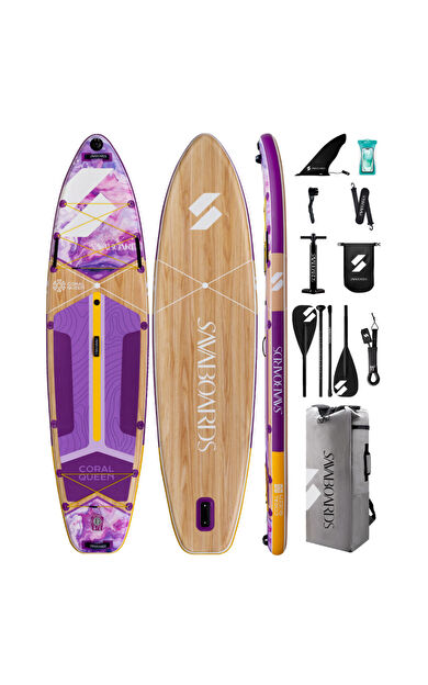 Coral Queen Ultra Stabil Şişme Paddle Board SUP Seti 351x89x15 cm - Mor