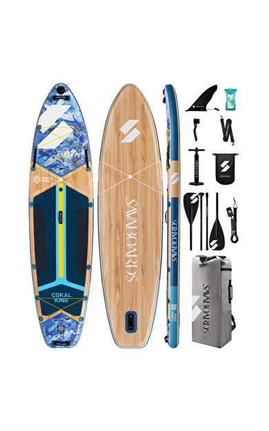 Coral King Premium Şişme Paddle Board SUP Seti 351x89x15 cm - Mavi