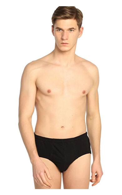 005 Pamuklu Renkli Erkek Külot Erkek Slip 12 Adet - Siyah