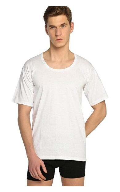 002 Penye Bisiklet Yaka Erkek Fanila 6 Adet