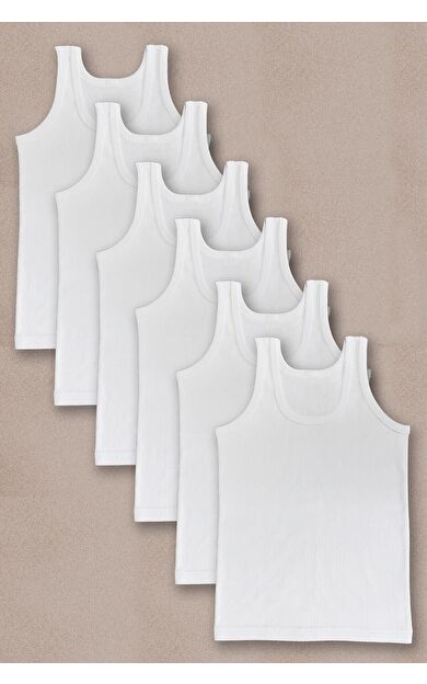 Erkek Çocuk Beyaz Penye Atlet 6 Adet 0036