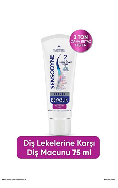 Sensodyne Klinik Beyazlık Diş Lekelerine Karşı Diş Macunu 75 ml