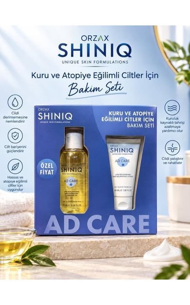 Orzax Shiniq Ad Care Lipid Cleansing Oil 100 Ml + Lotion 40 Ml – Kuru ve Atopik Cilt Seti