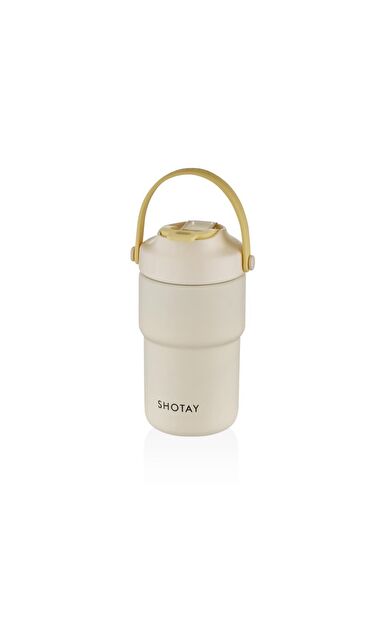 Shotay Askılı Mug Çelik Bardak 450Ml Krem