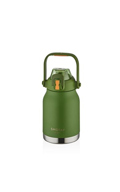 Shotay Çelik Termos Matara Phone Holder 1000Ml Yeşil