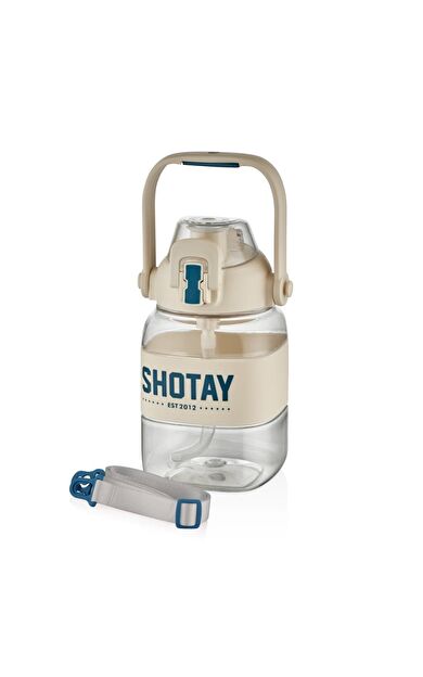 Shotay Ribbon Grib Su Matarası Tritan Beyaz 1000Ml