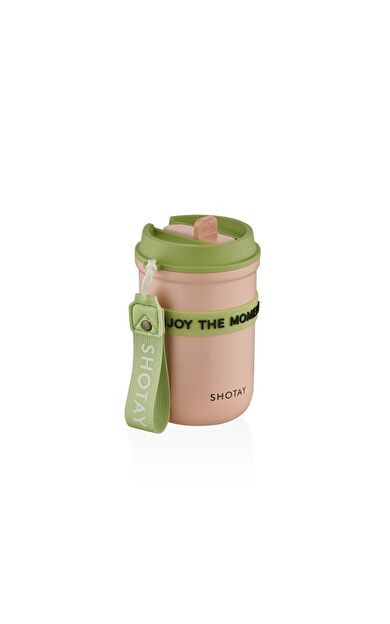 Shotay Strow Çelik Termos Mug 410Ml Pembe