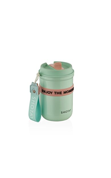 Shotay Strow Çelik Termos Mug 410Ml Yeşil