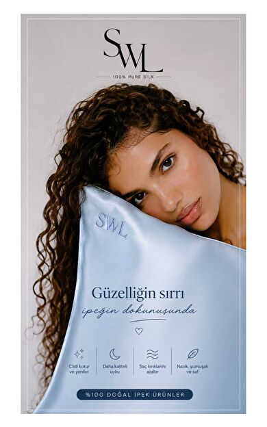 Silkwormlife 100 % Ipek Yastık Kılıfı ( 50 Cm -70 Cm) FERMUARLI ,MAVİ , 1 ADET
