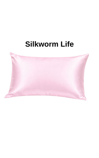Silkwormlife Pembe Renkli, 100 % Ipek Yastık Kılıfı ( 50 Cm -70 Cm) FERMUARLI