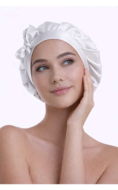 Silkwormlife %100 Saf İpek, Uzun Bağcıklı Lüks Gece Bakım Bonesi