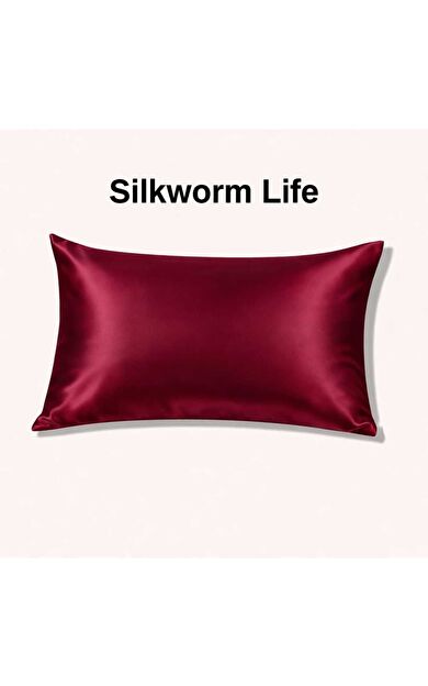 Silkwormlife % 100 Saf İpek Yastık Kılıfı 1 adet ( 50 x70) BORDO RENKLİ