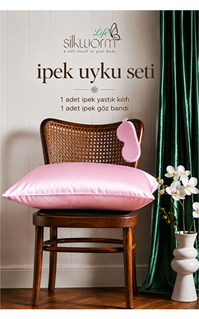 Silkwormlife %100 Doğal Dut İpeği İpek Uyku Seti – İpek Yastık Kılıfı (50x70 cm) + İpek Göz Bandı | Cilt ve Saç Bakımı İçin Premium Set