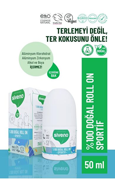 Siveno %100 Doğal Roll On 50 Ml- SPORTİF- SKT: 01/2029