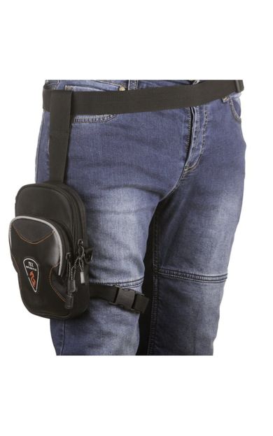 Tex 45 Tek Bölmeli Motosiklet Bel Ve Bacak Çantası Siyah