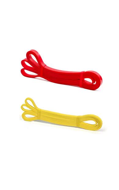 Skatinger 2'li Set Başlangıç Seviye Yoga/Pilates Direnç Bandı Sarı ve Kırmızı Direnç Lastiği