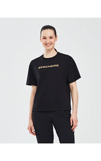 Skechers S241012-001 Graphic W Sleeve Kadın Spor Tişört