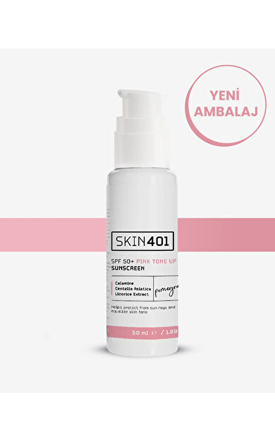 Skin401 SPF50+ Pink Tone Up Sunscreen Pembe Ton Eşitleyici Güneş Kremi 50 ml