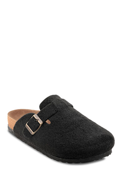 Slazenger LEO Keçe Kadın Ev Terliği Siyah Siyah