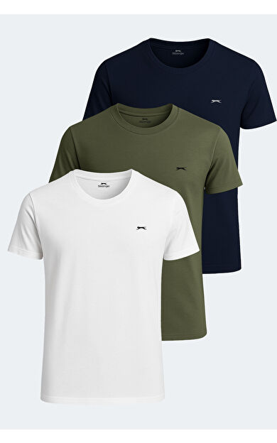 Slazenger SANDER KTN 3'lü Set Erkek Tişört Beyaz - Lacivert - Haki