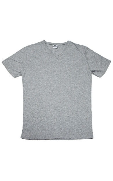 Slazenger SARGON KTN Büyük Beden Erkek T-Shirt Gri Gri