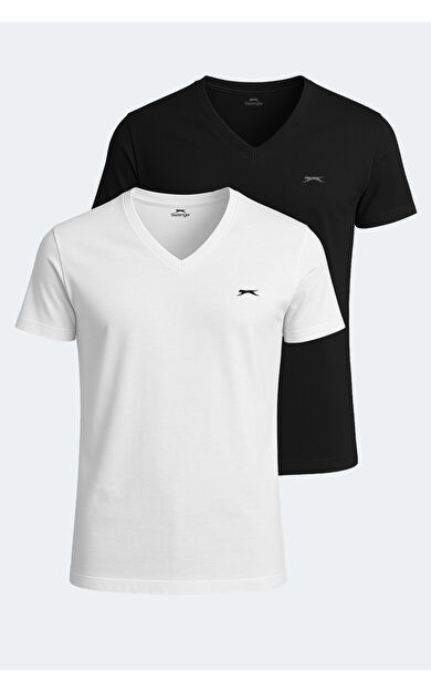 Slazenger SARGON 2'li Set Erkek Tişört Beyaz - Siyah