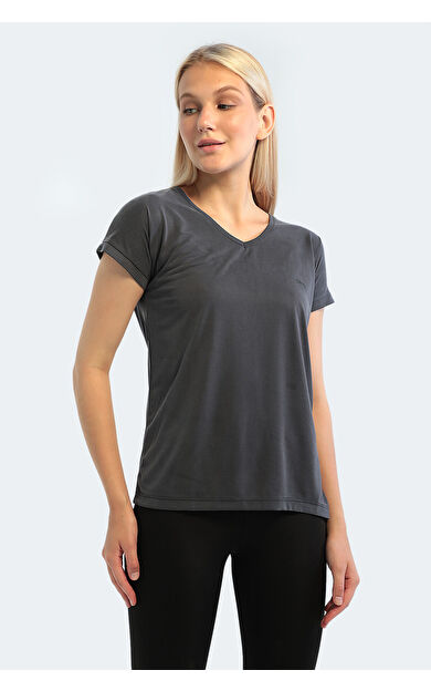 Slazenger PLAY Kadın T-Shirt Koyu Gri Koyu Gri