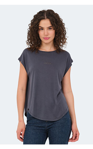 Slazenger POLINA Kadın T-Shirt Koyu Gri Koyu Gri