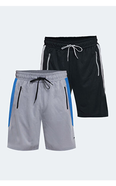 Slazenger RAKESH 2 li Set Erkek Şort Siyah - Gri