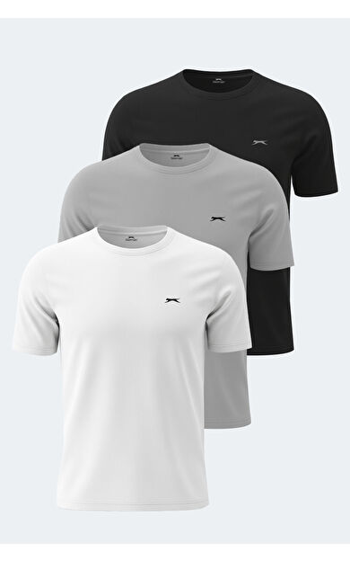 Slazenger ROSALVA Erkek Tişört Beyaz - Gri - Siyah