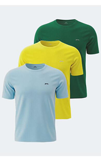 Slazenger ROSALVA Erkek Tişört Sarı - Mavi - Yeşil