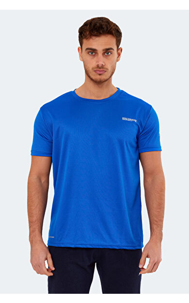 Slazenger OMAR KTN Erkek T-Shirt Saks Mavi Saks Mavi