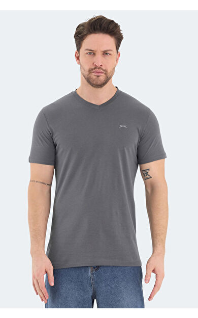 Slazenger RIVALDO Erkek T-Shirt Koyu Gri Koyu Gri