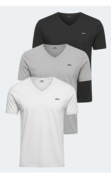 Slazenger RIVALDO Erkek Tişört Beyaz - Gri - Siyah