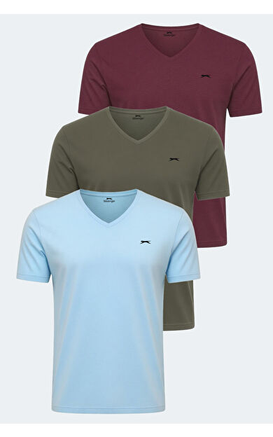 Slazenger RIVALDO Erkek Tişört Haki - Bordo - Mavi