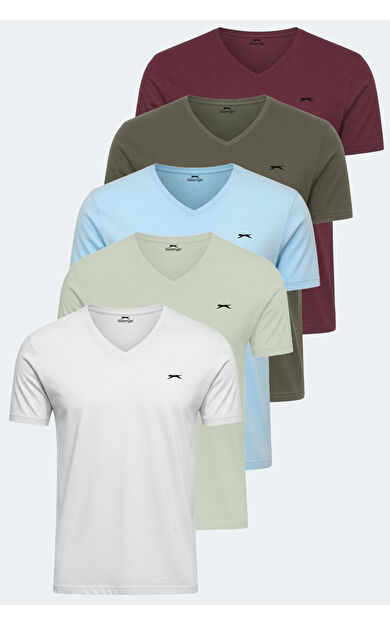 Slazenger RIVALDO Erkek Tişört Beyaz - Haki - Bordo - Mavi - Su Yeşili