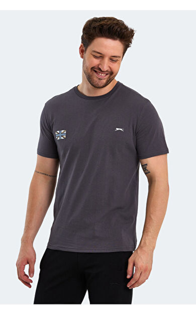 Slazenger PACET Erkek T-Shirt Koyu Gri Koyu Gri