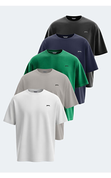 Slazenger KAISER Erkek Tişört Beyaz - Siyah - Taş Gri - Lacivert - Koyu Yeşil