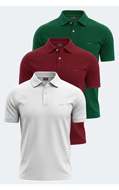 Slazenger VALE KTN Erkek Tişört Beyaz - Yeşil - Bordo