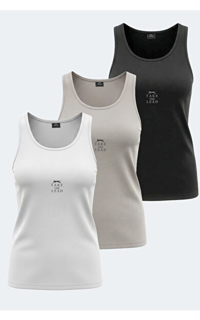 Slazenger VLADLEN Kadın Atlet Beyaz - Siyah - Taş Gri